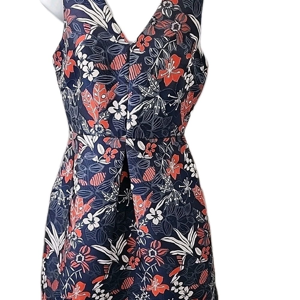 #77 Maison Jules Blue Floral V Neck Midi Dress